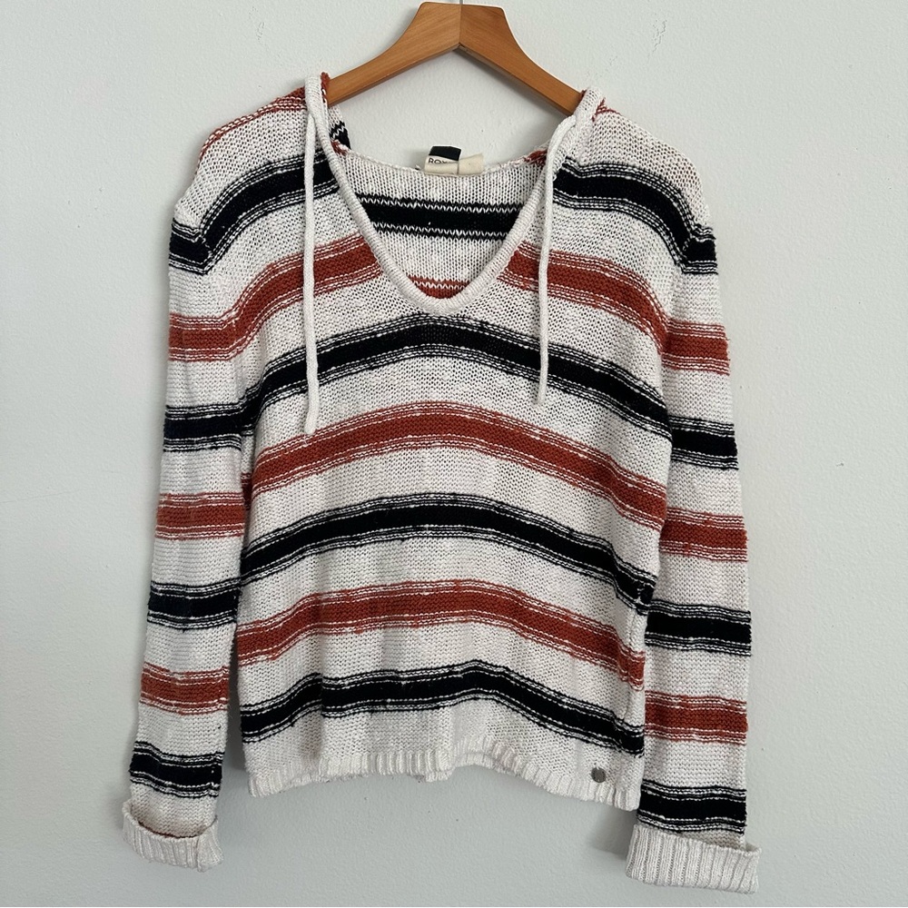 Roxy Striped Knit Hooded Pullover Sweater, Size XS (Women’s)